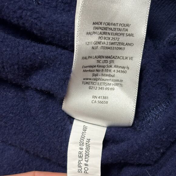 Polo Ralph Lauren Blue Preppy Teddy Bear Hoodie Pullover Sweatshirt size Large - Picture 5 of 8